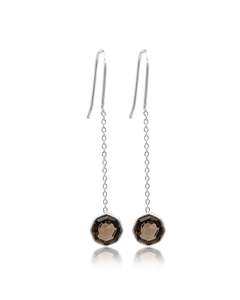 Smokey Quartz: Smokey Quartz Pendulum Silver Earrings