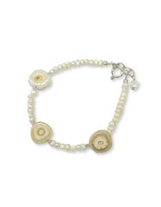 June Pearl: Pearl & Quartz slice Bracelet