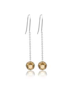Citrine Pendulum Silver Earrings
