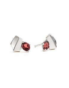 January: Garnet Silver Studs