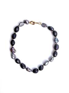 June Pearl: Navy Grey Pearl Bracelet