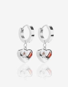Giifts Under 100: Crimson Silver Heart Earrings