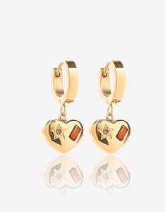 Giifts Under 100: Crimson Gold Heart Earrings
