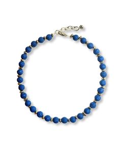 Blue and silver lava necklace