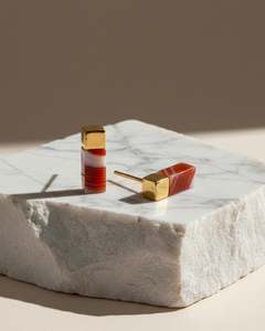 Carnelian Block Gold Earrings - sample