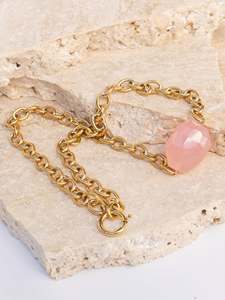 The Love Collection: Rose Quartz Gold Mini Chunky Choker