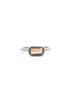 Smokey Quartz Chunkette Stacker Silver Ring