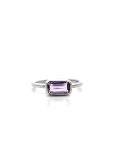All: Amethyst Chunkette Stacker Silver Ring