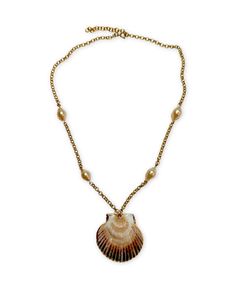 Gifts Under 150: Natural gold Embossed Shell Necklace