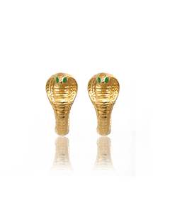 Sacred Cobra Gold Hoops - Emerald