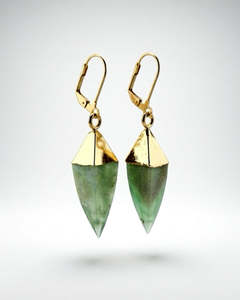 Chrysophase Gold Earrings