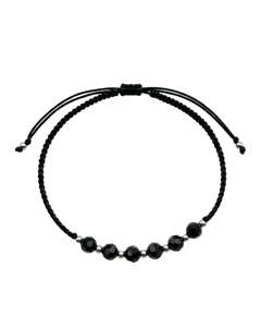 Onyx Silver Hand Knotted Bracelet
