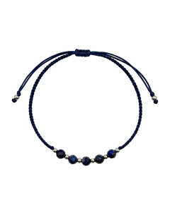 Lapis Silver Hand Knotted Bracelet