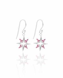 Galaxy Silver Ruby Earrings