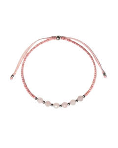 Rose Quartz Silver Hand Knotted Bracelet