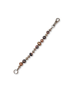Peacock Pearl & Coral Silk Knotted Extender Silver