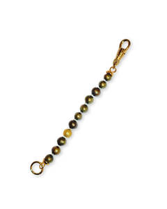 Khaki Pearl, Gold & Cream Silk Knotted Extender