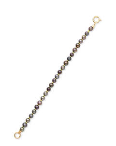 Grey Pearl & Neon Yellow Silk Knotted Extender Gold
