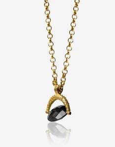 Native Noir Black Onyx Spinner Gold Necklace