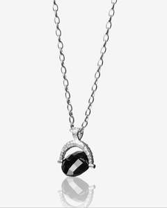 Native Noir Black Onyx Spinner Silver Necklace