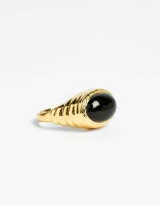 Native Noir Black Onyx Gold Ring
