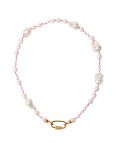 June Pearl: Neon Pink Pearl Necklace