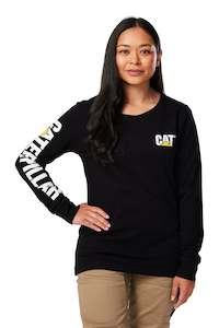 Shirts: CAT Trademark Banner Women's Long Sleeve Tee - Black