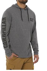 UPF Hooded Banner Long Sleeve Tee - Heather Grey