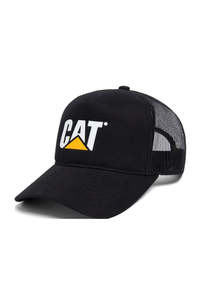 Headwear: CAT Logo Mesh Back Hat - Pitch Black