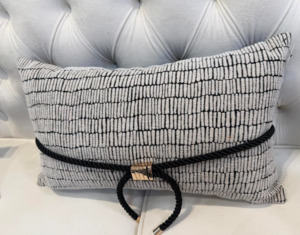 Grey and blackbelt design cushion