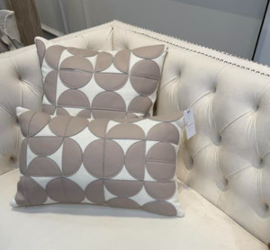 Cream and oval beige design cushion set