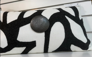 Products: black and white and buttom design rectangular cushion