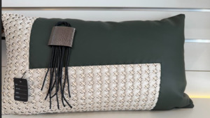 Products: Cream and green belt design rectangle cushion