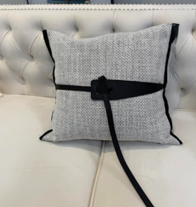 Grey and black belt sqaure cushion