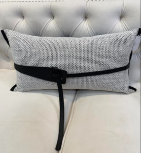Grey and black belt rectangle cushion