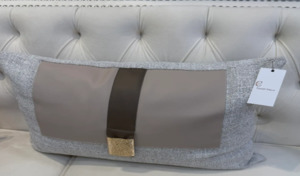 Grey and beige rectangle cushion