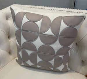Products: Cream and brown oval design square cushion