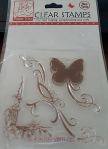Products: Paper Xtra Clear Stamp - Butterfly, Flourish & Corner