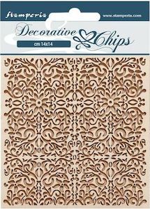 Stamperia Decorative Chips - Vintage Library Pattern