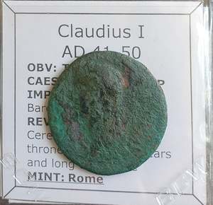 Uk Collection: #N950# Roman bronze Ae As coin of Claudius I from 41-50 AD