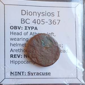 Uk Collection: #o359# Sicilian Greek coin of Dionysios I from Syracuse, 405-367 BC