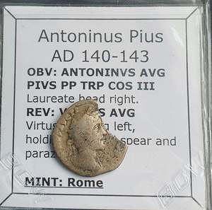 Uk Collection: #o107# Roman silver denarius coin of Antoninus Pius from 140-143 AD