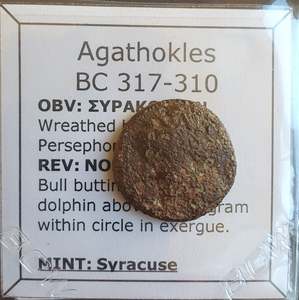 Uk Collection: #M470# Sicilian Greek coin of Agathokles from Syracuse, 317-310 BC