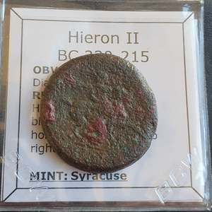 Uk Collection: #o338# Sicilian Greek coin of Hieron II from Syracuse, 230-218 BC.