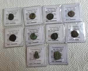 #Lot21A# Ex-dealers lot of 10 Ancient bronze Roman coins of Constantius II from 348-355 AD