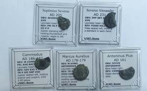 Bulk Uncleaned Discount Items: #Lot4A# Ex-dealers lot of 5 Ancient silver/bronze Roman coins from 161-231 AD