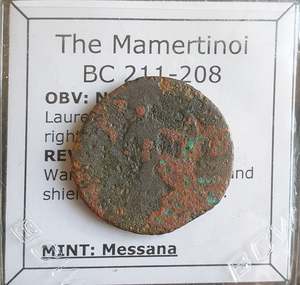 Famous Coins Throughout History: #o934# Anonymous Sicilian Greek coin from Messana (The Mamertinoi), 211-208 BC