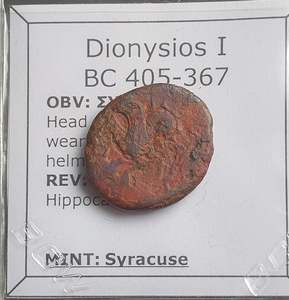 The Coinage Of Syracuse: #N888# Sicilian Greek coin of Dionysios I from Syracuse, 405-367 BC