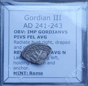 #p358# Roman silver Antoninianus coin of Gordian III from 241-243 AD