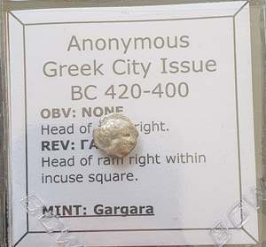 #L578# Anonymous silver Greek city issue Hemiobol from Gargara, 420-400 BC